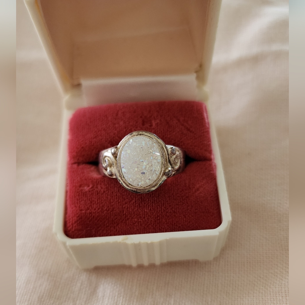 Druzy Quartz Silver Ring